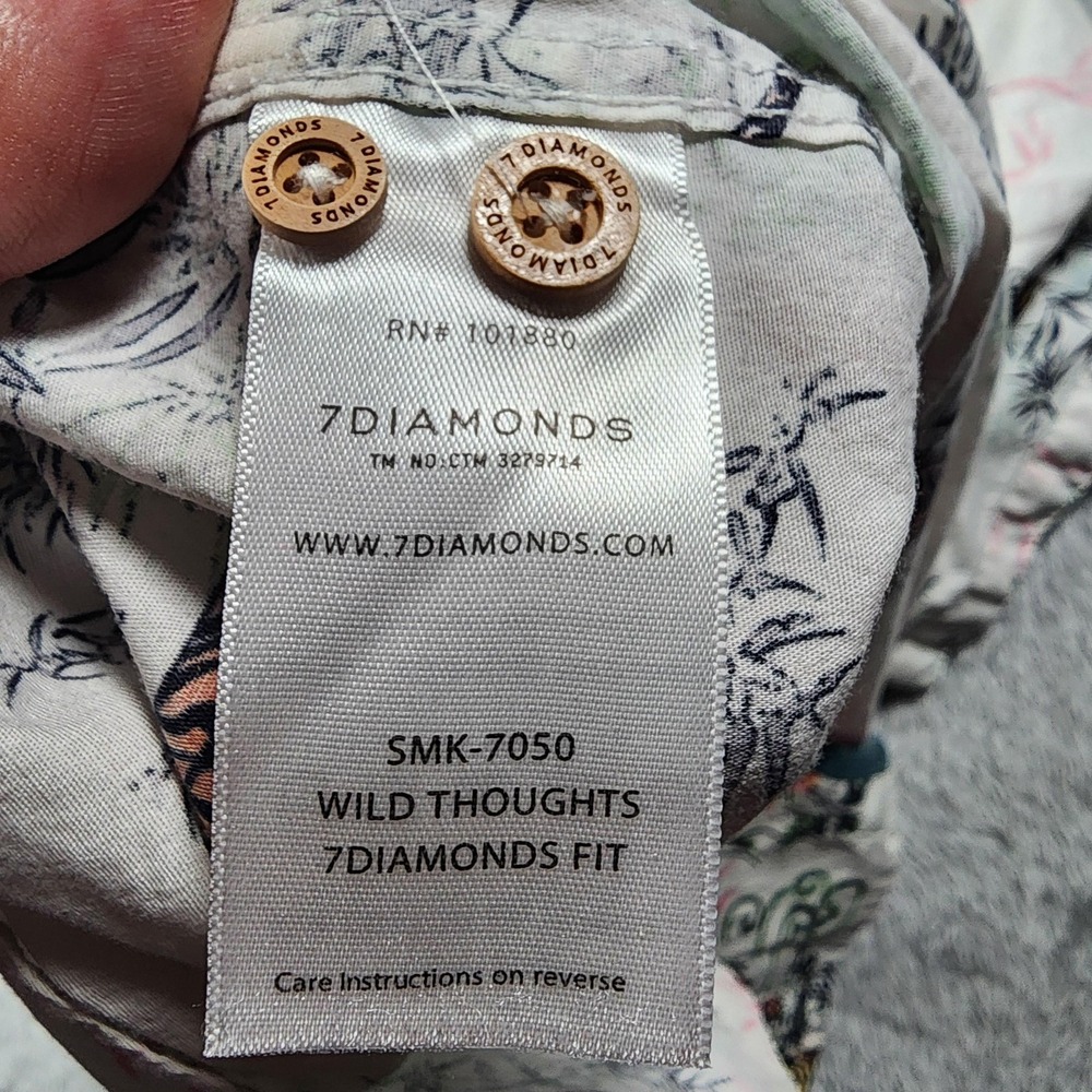 7Diamonds Shirt Mens XL White Wild Thoughts Pagoda Tiger Print Hawaiian - Picture 7 of 12